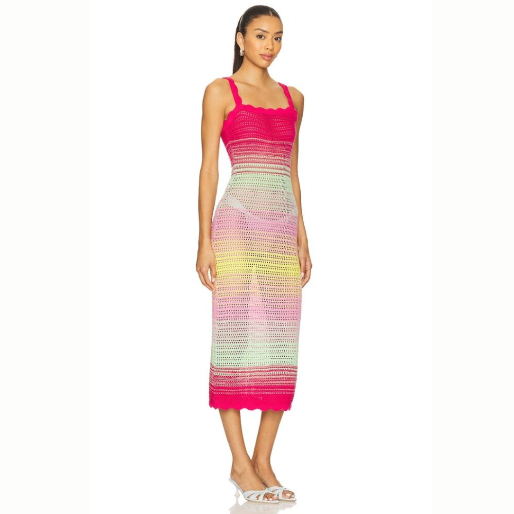 PQ Swim Reese Crochet Cover-up Dress in Cranberry Multi - Picture 3 of 4